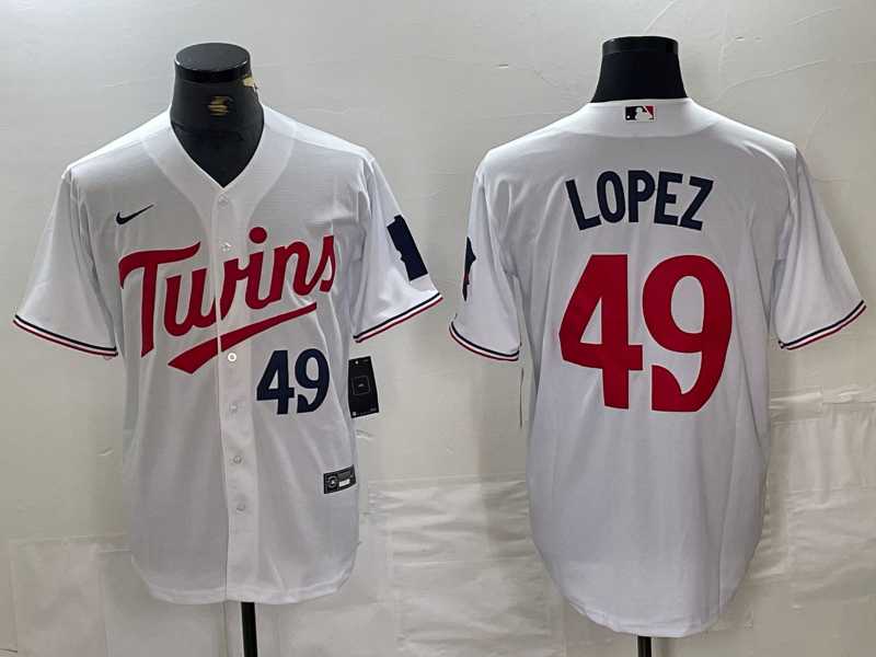 Mens Minnesota Twins #49 Pablo Lopez Number White Stitched MLB Cool Base Nike Jersey->minnesota twins->MLB Jersey